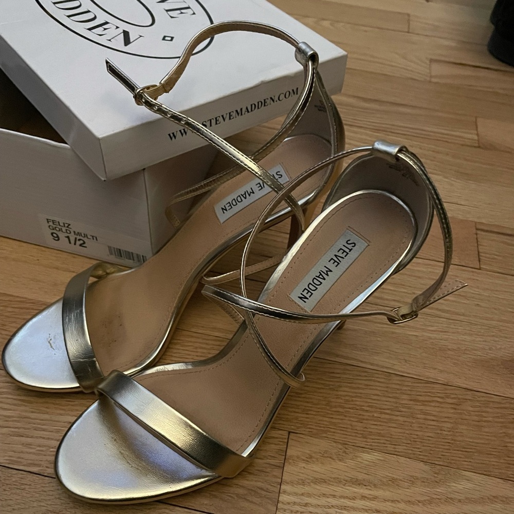 Steve Madden Felix Gold Strappy Heel